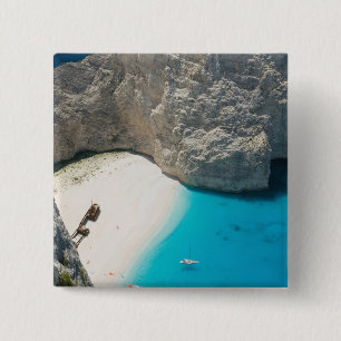 GREECE, Ionian Islands, ZAKYNTHOS, SHIPWRECK 15 Cm Square Badge
