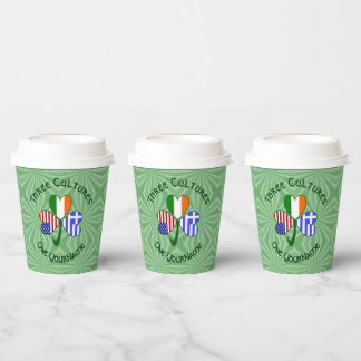 Greece Ireland USA Shamrock Personalized Text  Paper Cups