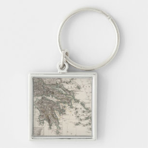 Greece Map by Stieler Key Ring