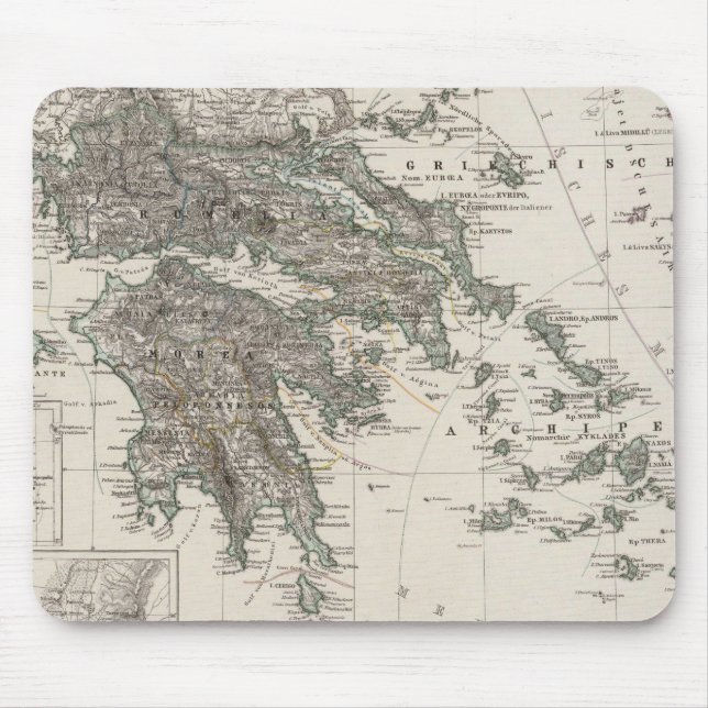 Greece Map by Stieler Mouse Mat (Front)