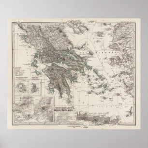 Greece Map by Stieler Poster