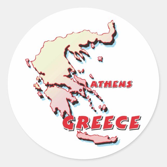Greece Map Classic Round Sticker (Front)