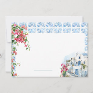Greece Mediterranean Floral Tile Wedding Place Invitation
