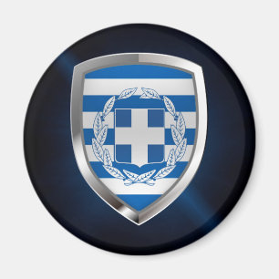 Greece Metallic Emblem Magnet