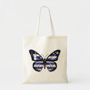 Greece Monarch Butterfly Flag Tote Bag