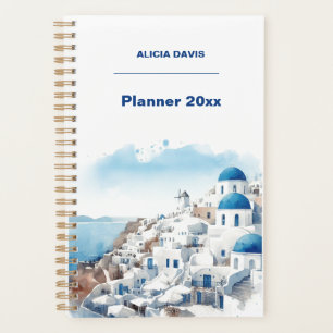 Greece Myconos Watercolor Undated your name Planner