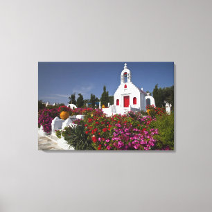 Greece, Mykonos, Cute little chapel in the Canvas Print
