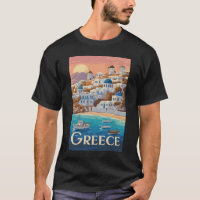 Greece Mykonos Illustration Travel Art Vintage