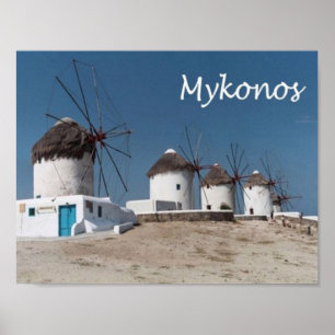 Greece - Mykonos - Windmills - Poster