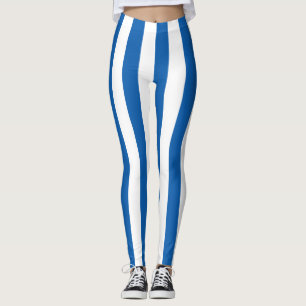 Greece National Flag Colours Vertical Striped Leggings