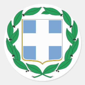 Greece Official Coat Of Arms Heraldry Symbol Classic Round Sticker