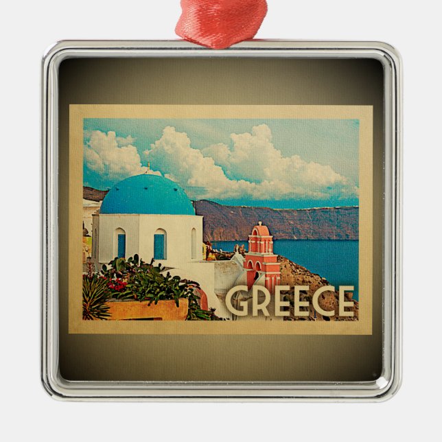Greece Ornament Vintage Travel (Front)