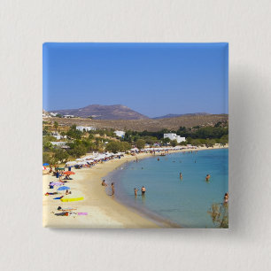 Greece, Paros Island, Krios Beach from above 15 Cm Square Badge