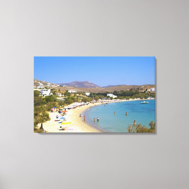 Greece, Paros Island, Krios Beach from above Canvas Print (Front)