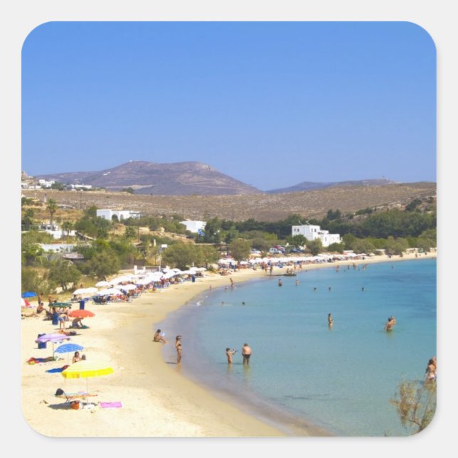 Greece, Paros Island, Krios Beach from above Square Sticker (Front)