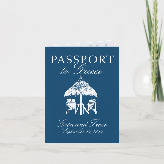 Greece Passport Wedding Invitation (Front)
