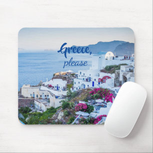 Greece Please/ Personalised/ Santorini Landscape Mouse Mat