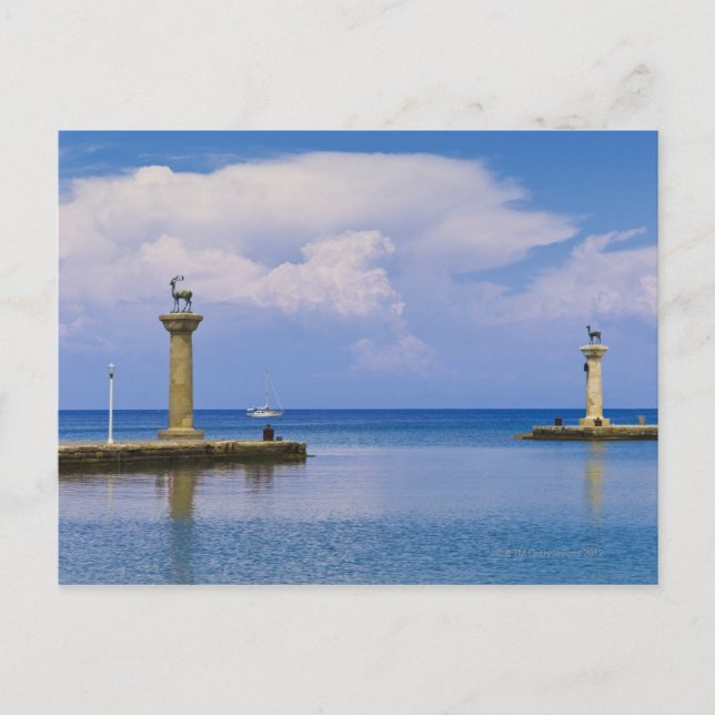 Greece, Rhodes, Deer statue in Mandraki Harbour Postcard (Front)
