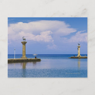Greece, Rhodes, Deer statue in Mandraki Harbour Postcard