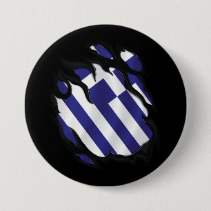Greece Ripped Flag 7.5 Cm Round Badge