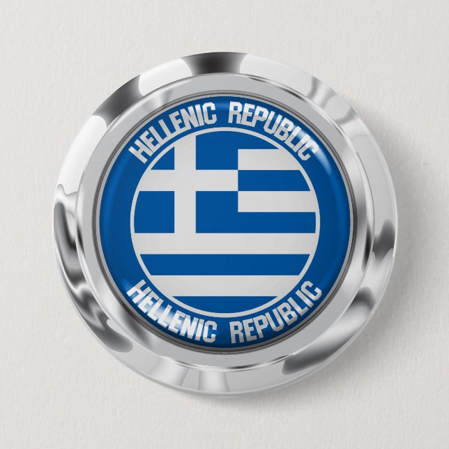 Greece Round Emblem 7.5 Cm Round Badge (Front)