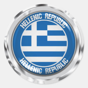 Greece Round Emblem Classic Round Sticker