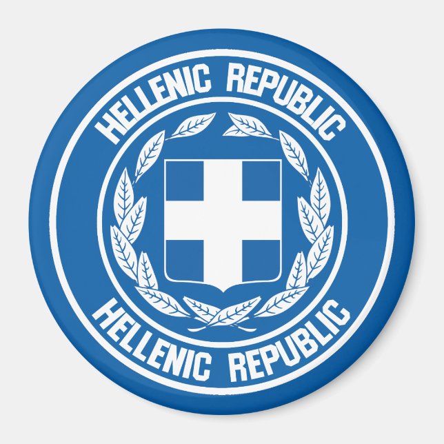 Greece Round Emblem Magnet (Front)