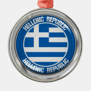 Greece Round Emblem Metal Tree Decoration