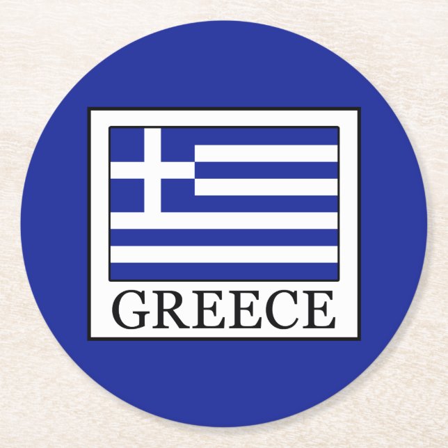 Greece Round Paper Coaster (Front)