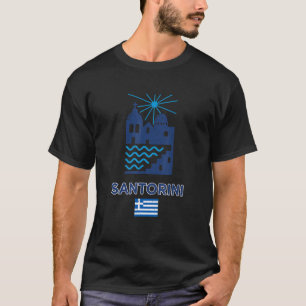 Greece Santorini Aegean Sea Island Buildings Under T-Shirt