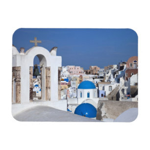 Greece, Santorini. Bell tower and blue domes of 2 Magnet