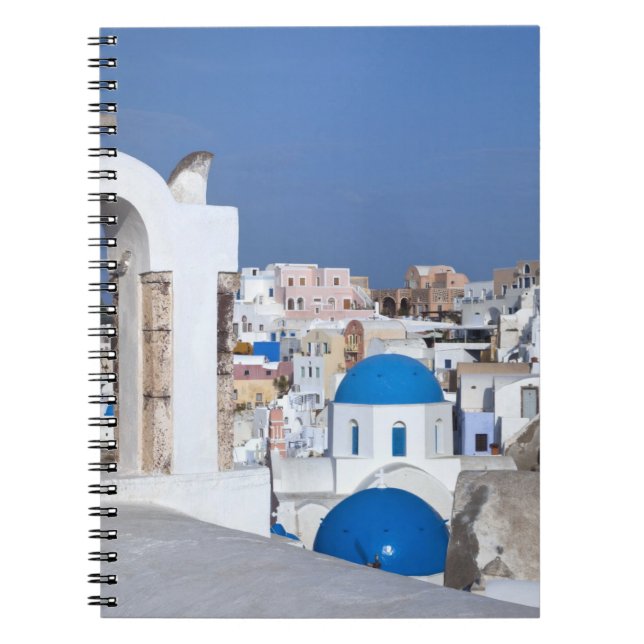 Greece, Santorini. Bell tower and blue domes of 2 Notebook (Front)