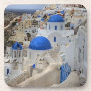 Greece, Santorini. Bell tower and blue domes of 3 Coaster