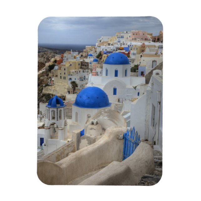 Greece, Santorini. Bell tower and blue domes of 3 Magnet (Vertical)