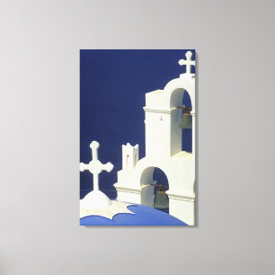 Greece, Santorini. View of a Greek church and Canvas Print