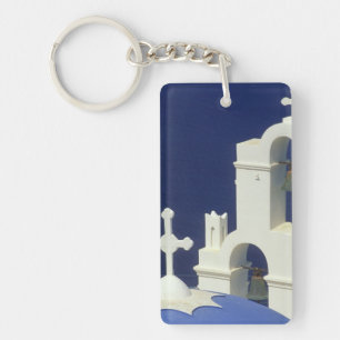 Greece, Santorini. View of a Greek church and Key Ring