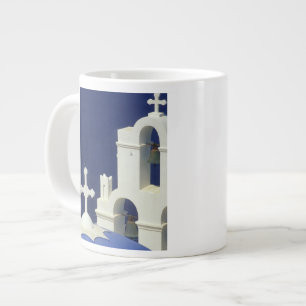 Greece, Santorini. View of a Greek church and Large Coffee Mug