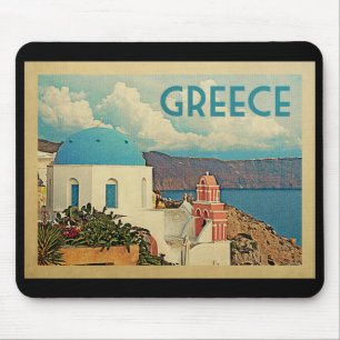 Greece Santorini Vintage Travel Mouse Mat
