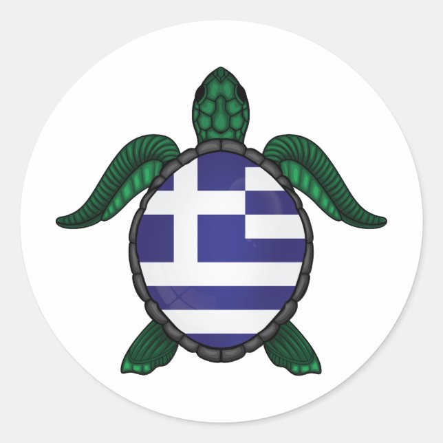 Greece sea turtle flag classic round sticker (Front)