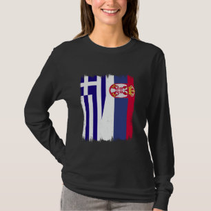 Greece Serbia Half Flag Srbija Greek Serbian Roots T-Shirt