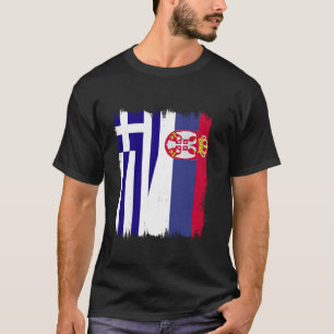Greece Serbia Half Flag Srbija Greek Serbian Roots T-Shirt