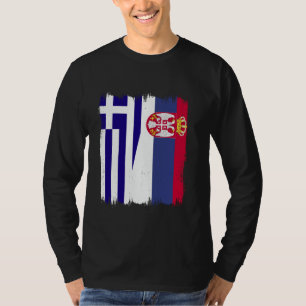 Greece Serbia Half Flag Srbija Greek Serbian Roots T-Shirt