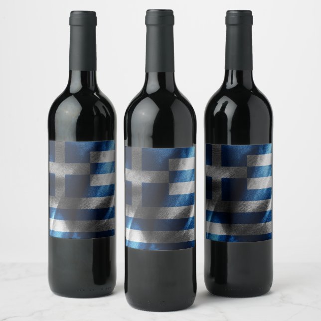 Greece silk flag wine label (Bottles)