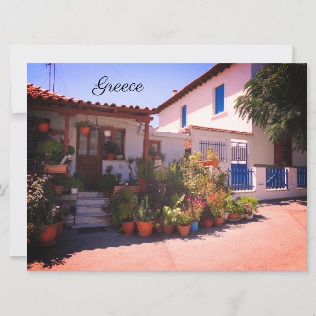 Greece Small House Holiday Card (Front)