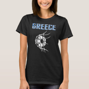 Greece Soccer Ball In Net Goal   Support Greek Foo T-Shirt
