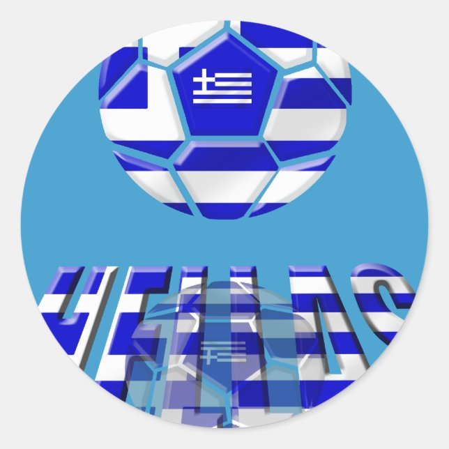Greece Soccer Hellas Logo Soccer Ball Gifts Classic Round Sticker (Front)
