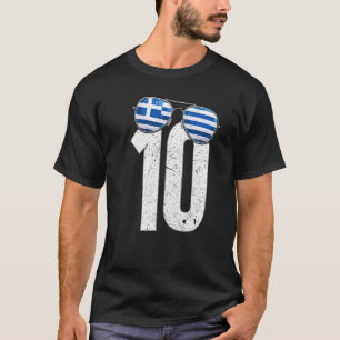 Greece Soccer Player Number 10 Greek Flag T-Shirt