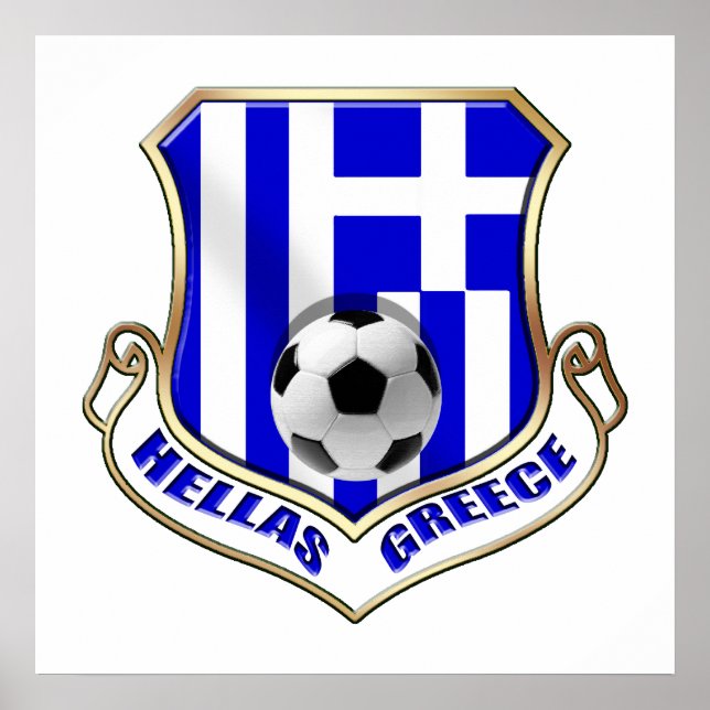 Greece Soccer Shield - Hellas badge Poster (Front)