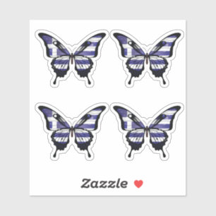 Greece Swallowtail Butterfly Flag Sticker