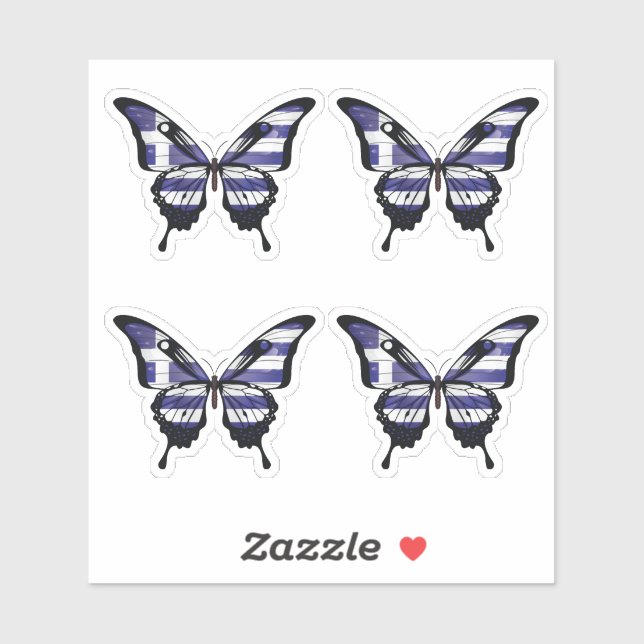 Greece Swallowtail Butterfly Flag Sticker (Sheet)